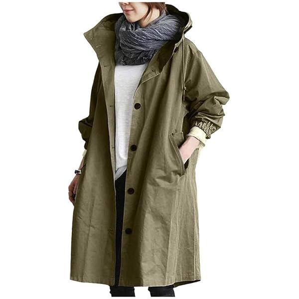 Amazon.com: ZWRXW Women's Oversized Trench Jackets Button